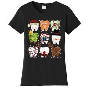 Funny Christmas Teeth Dental Dentist Santa Reindeer Snowman Gingerbread Women's T-Shirt