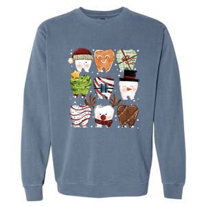 Funny Christmas Teeth Dental Dentist Santa Reindeer Snowman Gingerbread Garment-Dyed Sweatshirt