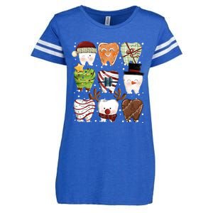 Funny Christmas Teeth Dental Dentist Santa Reindeer Snowman Gingerbread Enza Ladies Jersey Football T-Shirt