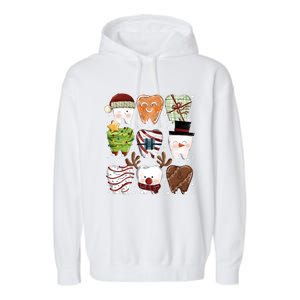 Funny Christmas Teeth Dental Dentist Santa Reindeer Snowman Gingerbread Garment-Dyed Fleece Hoodie