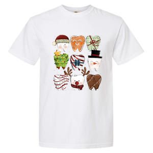 Funny Christmas Teeth Dental Dentist Santa Reindeer Snowman Gingerbread Garment-Dyed Heavyweight T-Shirt