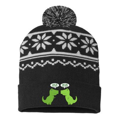 Funny Cute T Rex Dinosaur Funny Text Humour Happy USA-Made Snowflake Beanie