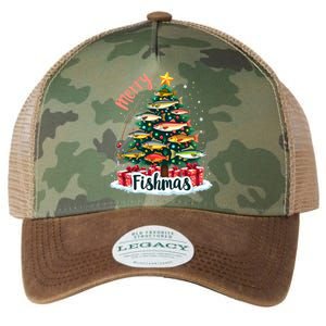 Funny Christmas Tree Lights Fish Fishing Rod Merry Fishmas Gift Legacy Tie Dye Trucker Hat