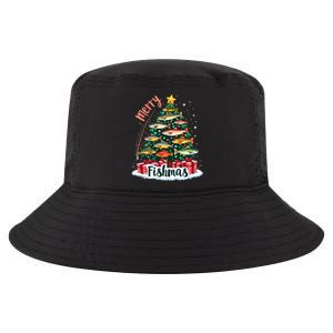 Funny Christmas Tree Lights Fish Fishing Rod Merry Fishmas Gift Cool Comfort Performance Bucket Hat