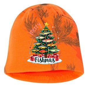 Funny Christmas Tree Lights Fish Fishing Rod Merry Fishmas Gift Kati - Camo Knit Beanie