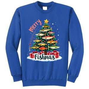 Funny Christmas Tree Lights Fish Fishing Rod Merry Fishmas Gift Sweatshirt