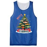 Funny Christmas Tree Lights Fish Fishing Rod Merry Fishmas Gift Mesh Reversible Basketball Jersey Tank