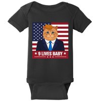 Funny Cat Trump 9 Lives Baby Even My Cat Loves Trump 2024 Baby Bodysuit