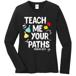 Funny Christian Teach Me Your Paths Faith Based Bible Verse Ladies Long Sleeve Shirt