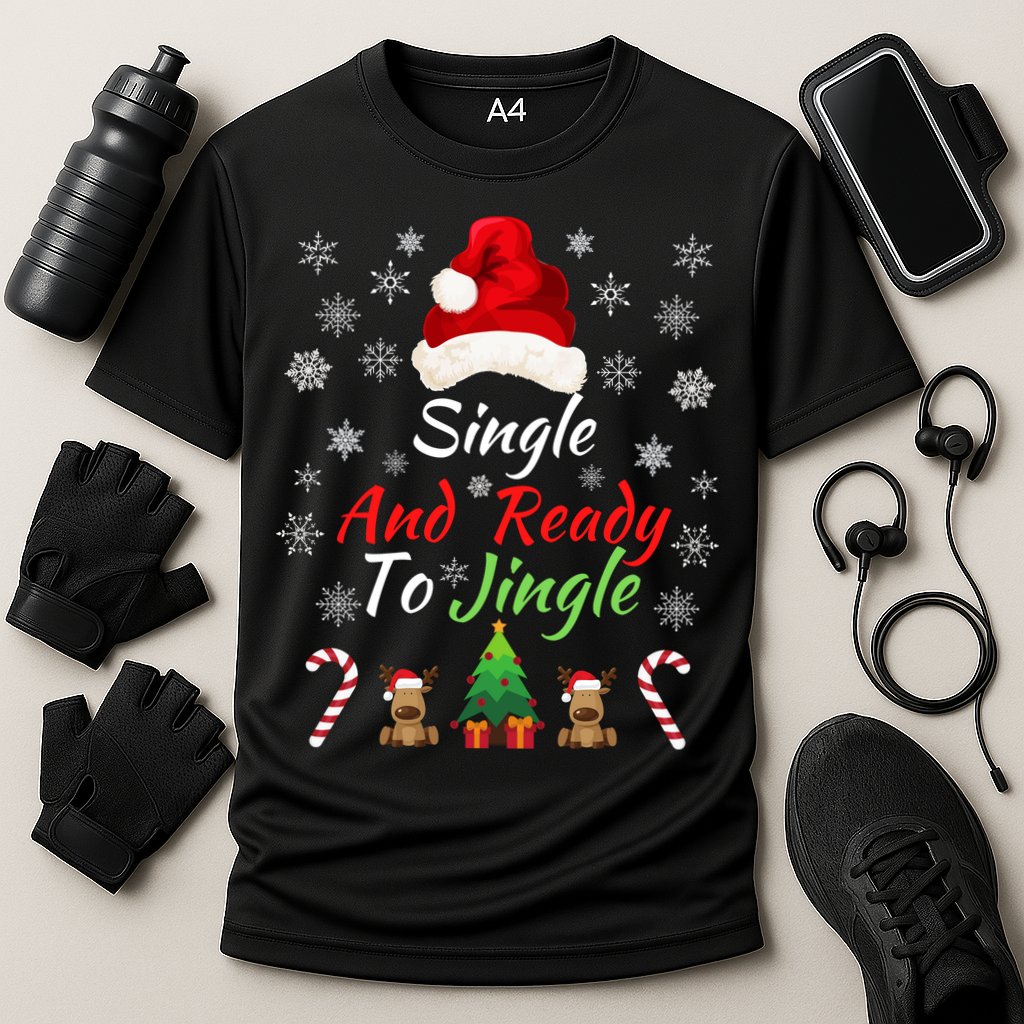 Funny Christmas Tree Single Ready To Jingle Christmas Jingle Xmas Holiday Gift Cooling Performance Crew T-Shirt