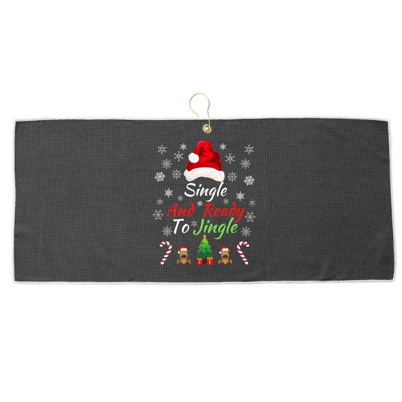Funny Christmas Tree Single Ready To Jingle Christmas Jingle Xmas Holiday Gift Large Microfiber Waffle Golf Towel