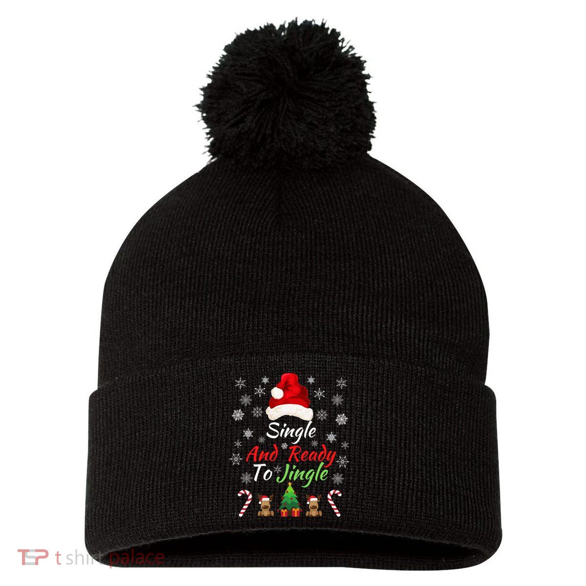 Funny Christmas Tree Single Ready To Jingle Christmas Jingle Xmas Holiday Gift Pom Pom 12in Knit Beanie