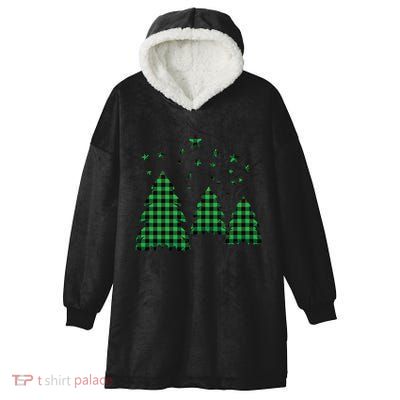 Festive Christmas Trees Pattern Hooded Wearable Blanket
