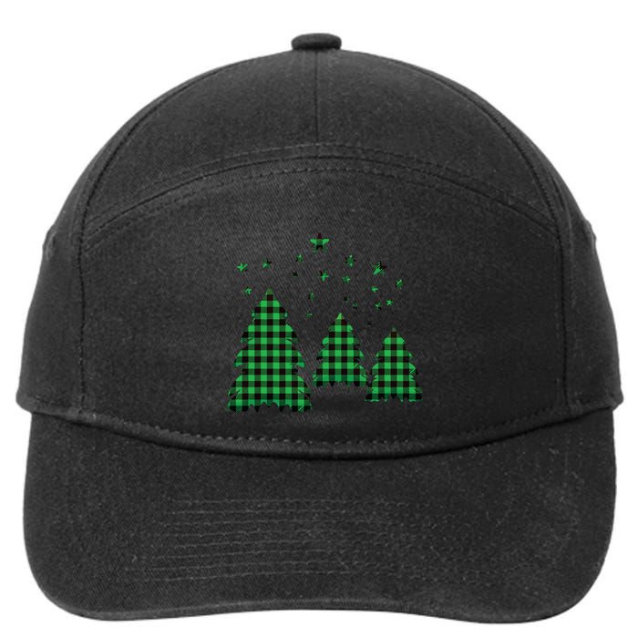 Festive Christmas Trees Pattern 7-Panel Snapback Hat
