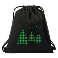 Festive Christmas Trees Pattern Drawstring Bag