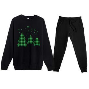 Festive Christmas Trees Pattern Premium Crewneck Sweatsuit Set