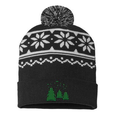 Festive Christmas Trees Pattern USA-Made Snowflake Beanie