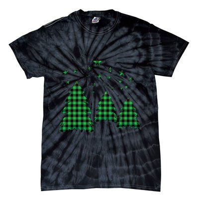 Festive Christmas Trees Pattern Tie-Dye T-Shirt