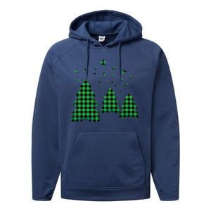 Festive Christmas Trees Pattern Performance Fleece Hoodie