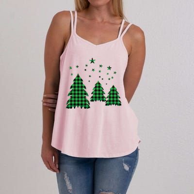 Festive Christmas Trees Pattern Women's Strappy Tank