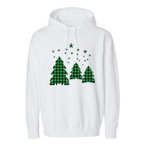 Festive Christmas Trees Pattern Garment-Dyed Fleece Hoodie