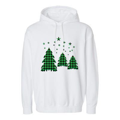 Festive Christmas Trees Pattern Garment-Dyed Fleece Hoodie