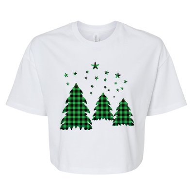 Festive Christmas Trees Pattern Bella+Canvas Jersey Crop Tee