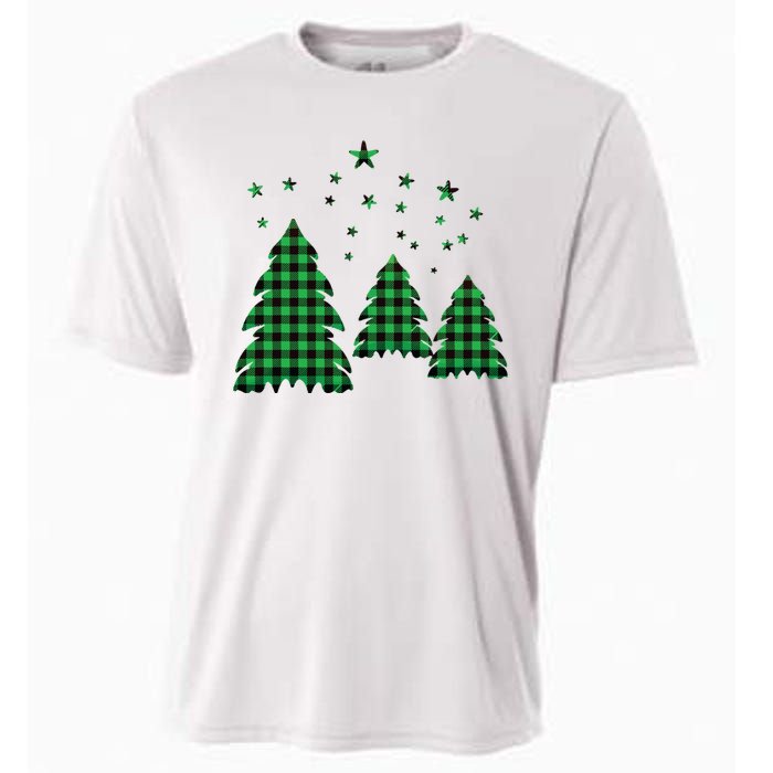 Festive Christmas Trees Pattern Cooling Performance Crew T-Shirt