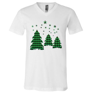 Festive Christmas Trees Pattern V-Neck T-Shirt