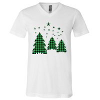 Festive Christmas Trees Pattern V-Neck T-Shirt