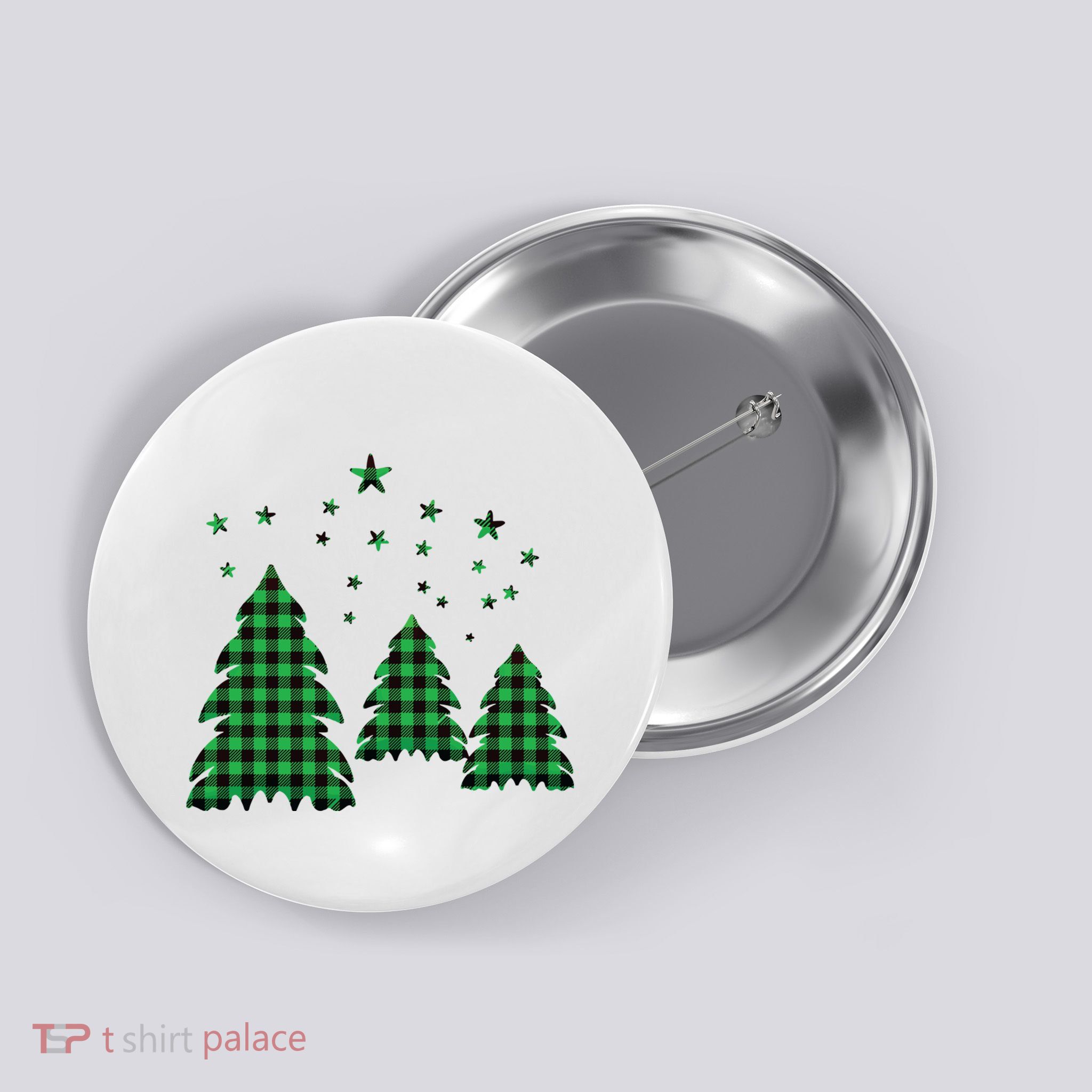 Festive Christmas Trees Pattern Button