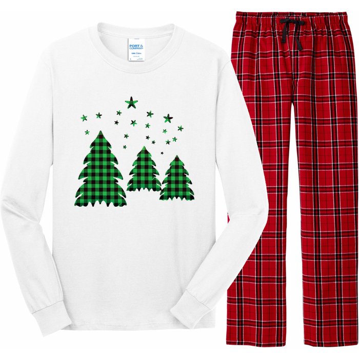 Festive Christmas Trees Pattern Long Sleeve Pajama Set