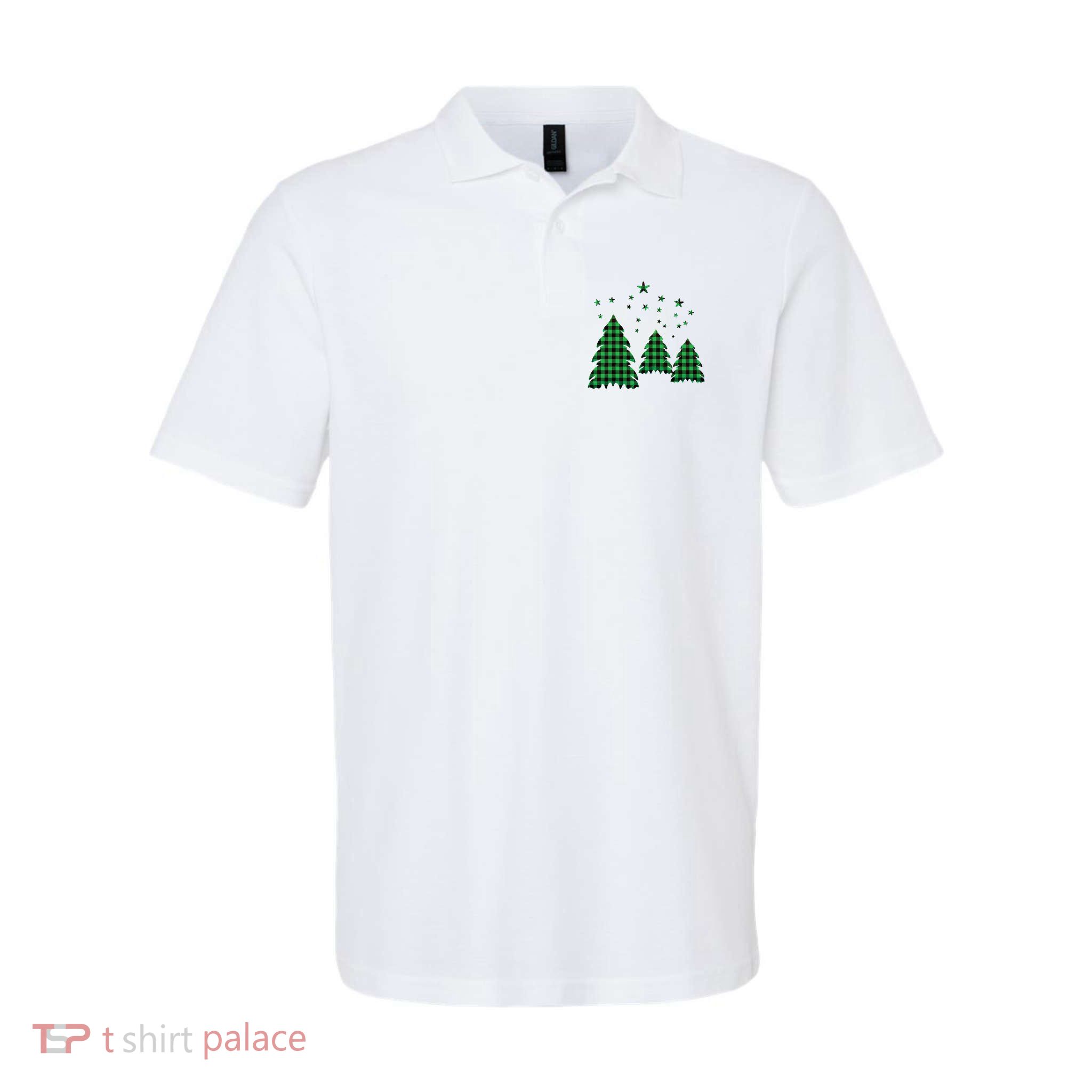 Festive Christmas Trees Pattern Softstyle Adult Sport Polo