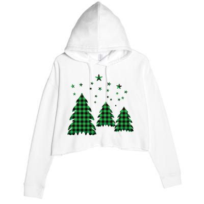 Festive Christmas Trees Pattern Crop Fleece Hoodie