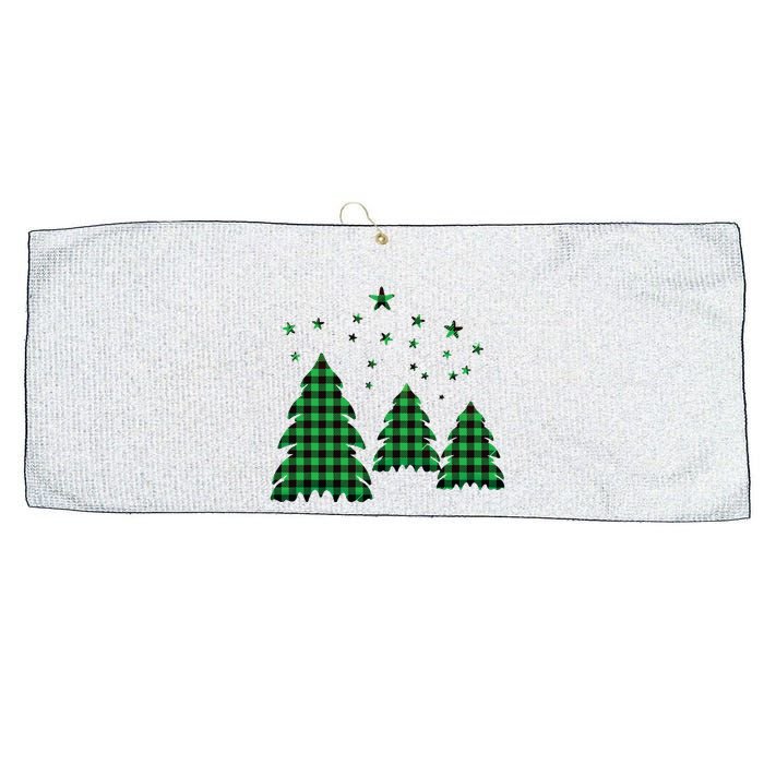 Festive Christmas Trees Pattern Large Microfiber Waffle Golf Towel