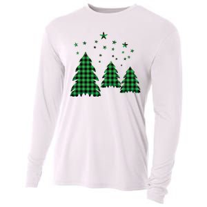 Festive Christmas Trees Pattern Cooling Performance Long Sleeve Crew