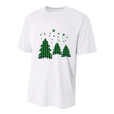 Festive Christmas Trees Pattern Youth Performance Sprint T-Shirt
