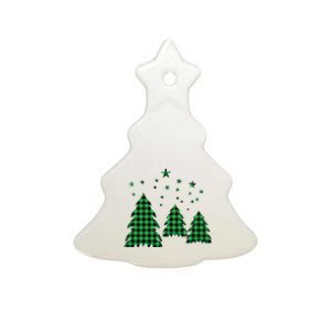 Festive Christmas Trees Pattern Ceramic Tree Ornament