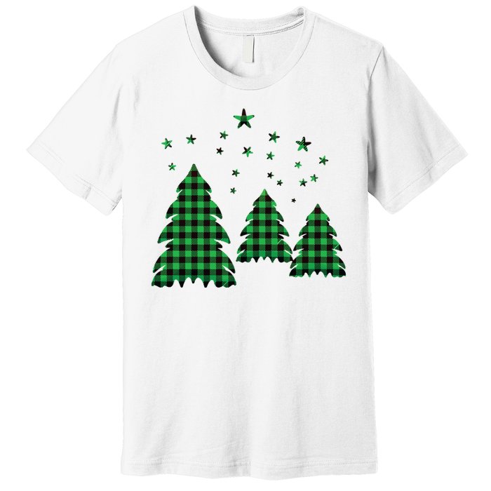 Festive Christmas Trees Pattern Premium T-Shirt