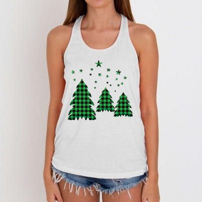 Festive Christmas Trees Pattern Women's Knotted Racerback Tank