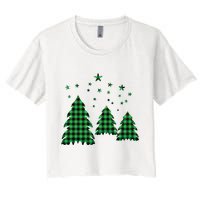 Festive Christmas Trees Pattern Women's Crop Top Tee