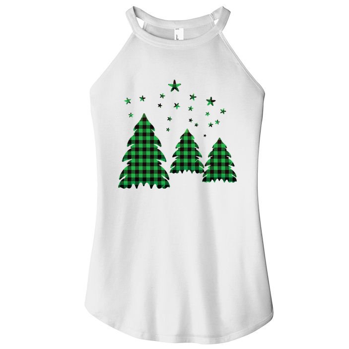 Festive Christmas Trees Pattern Women's Perfect Tri Rocker Tank