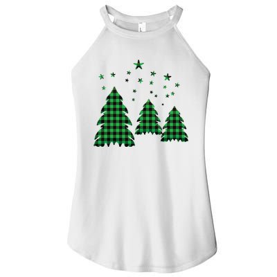 Festive Christmas Trees Pattern Women’s Perfect Tri Rocker Tank