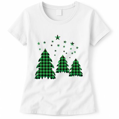 Festive Christmas Trees Pattern Womens T-Shirt