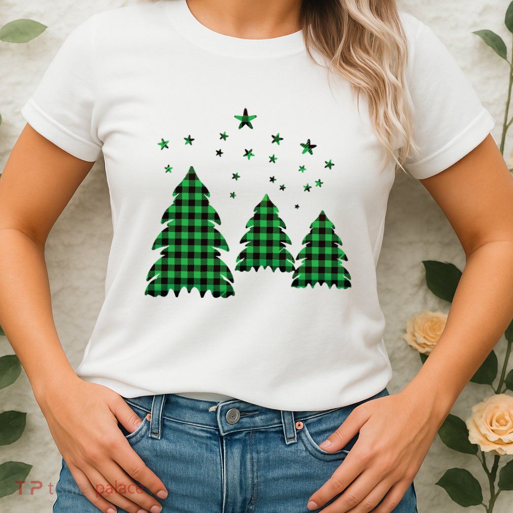 Festive Christmas Trees Pattern Womens T-Shirt