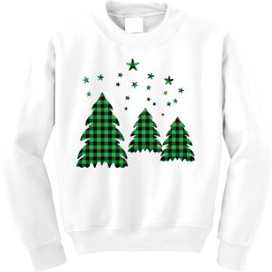 Festive Christmas Trees Pattern Kids Sweatshirt