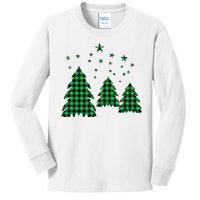 Festive Christmas Trees Pattern Kids Long Sleeve Shirt