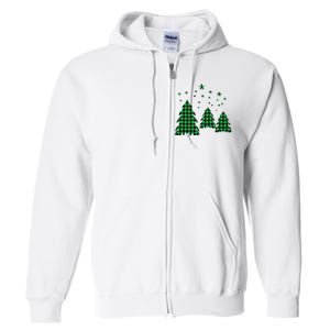 Festive Christmas Trees Pattern Full Zip Hoodie