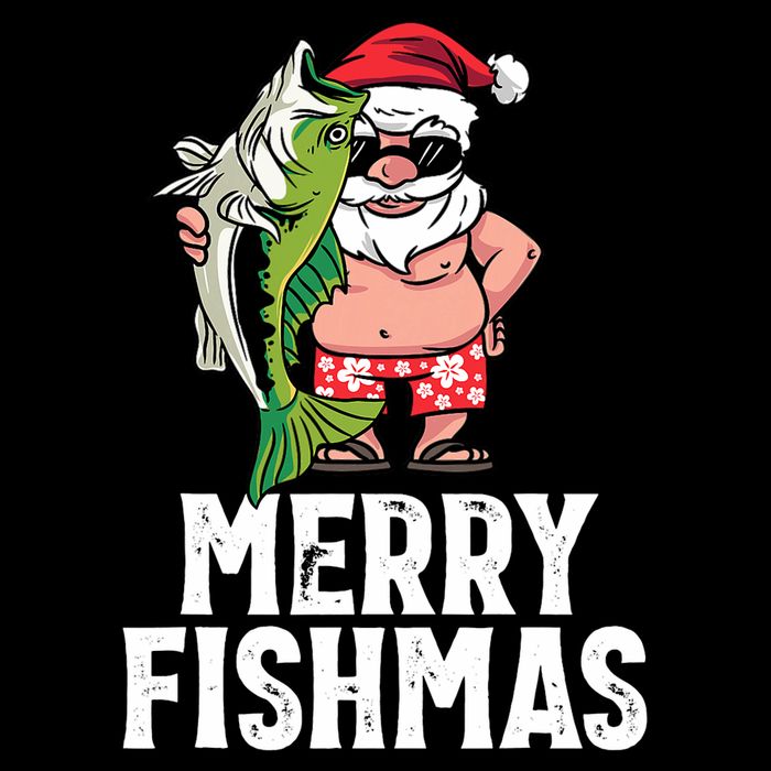 Funny Christmas Themed Bass Fishing Gift Merry Fishmas Sweatshirt