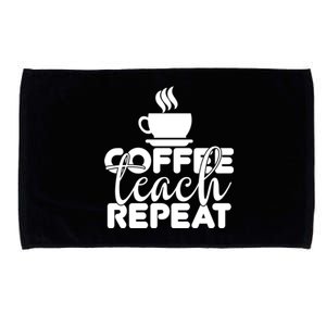 Funny Coffee Teach Repeat School Teacher Gift Microfiber Hand Towel